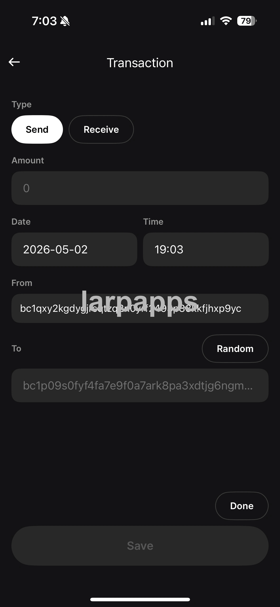 Ledger create trades screen preview