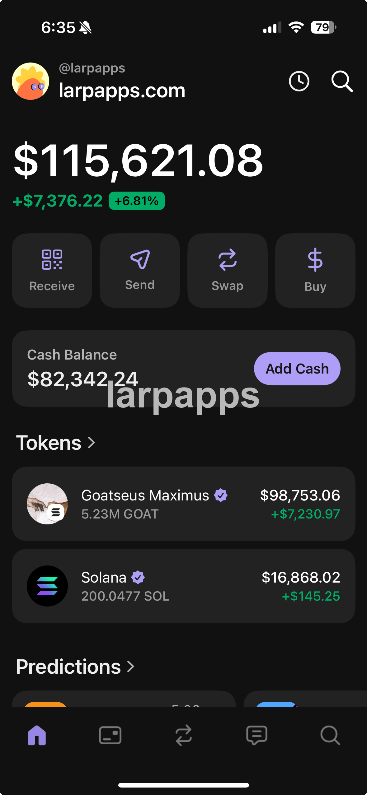 Phantom wallet home screen preview